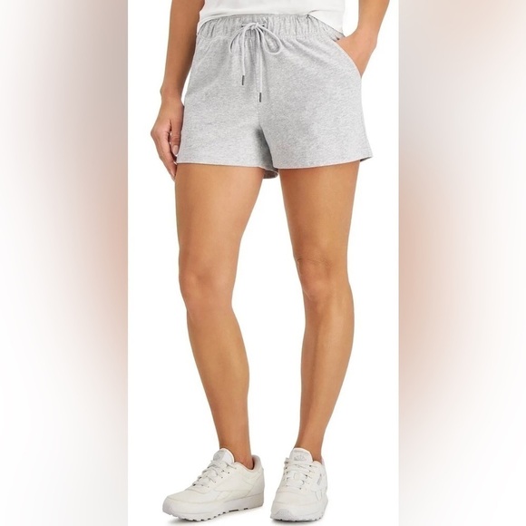 IDEOLOGY Women Pull-On Mid-Rise Drawstring Lounge Shorts-White Heather-NWT - Picture 1 of 5